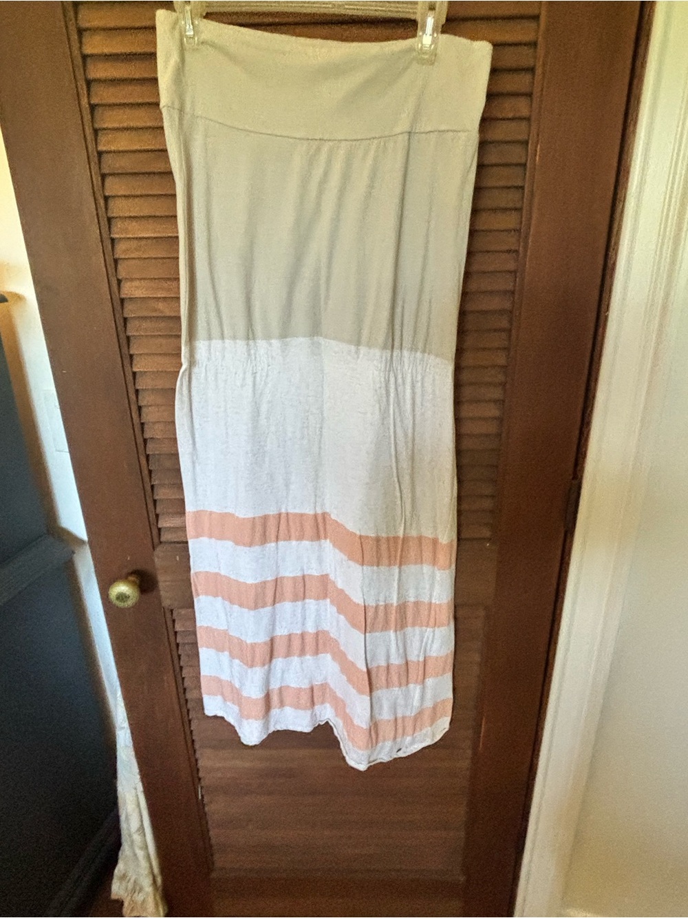 O'Neill Cream, White & Soft Pink Colorblock Maxi Skirt